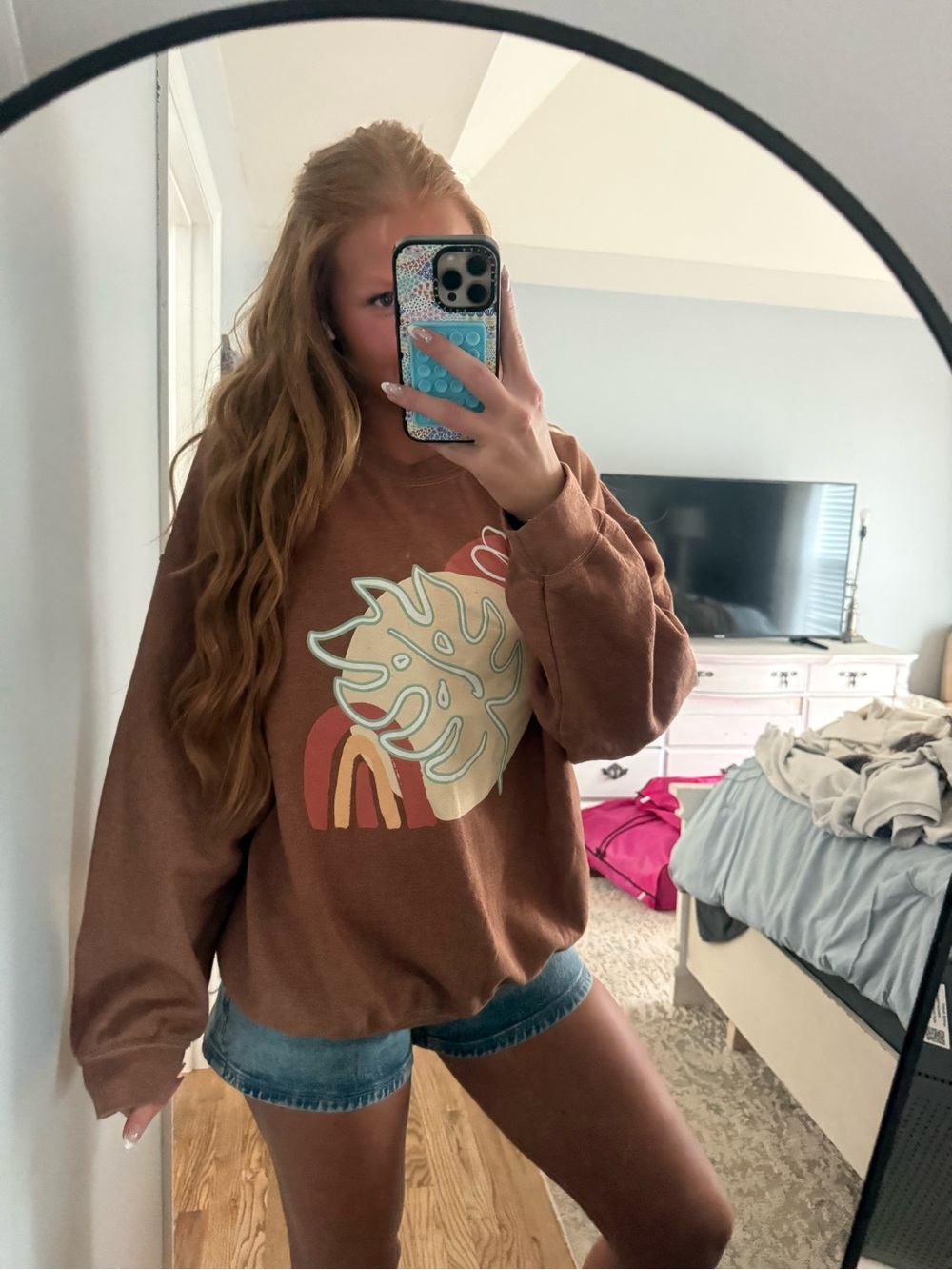 Brown Graphic Sweatshirt - Casual Women’s Top